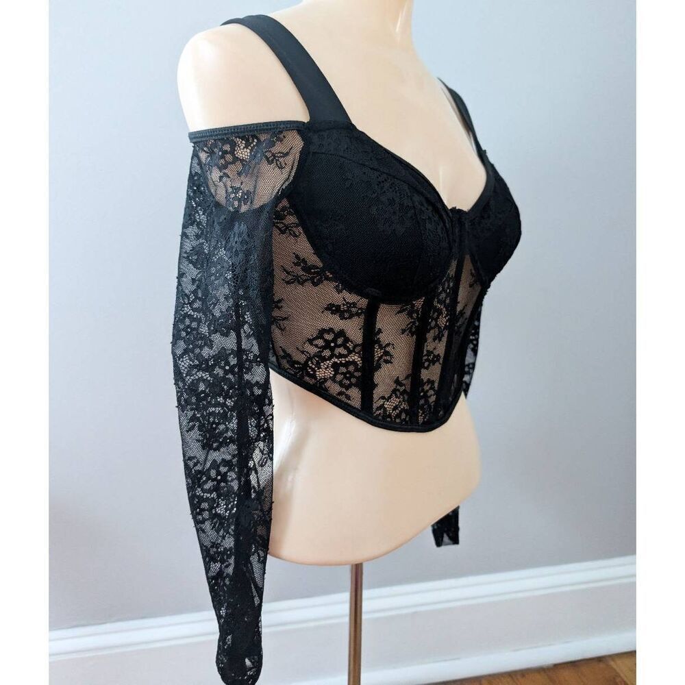 Shein Allurite Cold Shoulder Bustier Crop Top - Picture 4 of 5